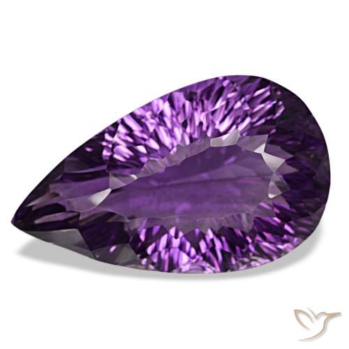 Amatista violeta oscuro natural de 82,05 ct, en forma de pera, VVS