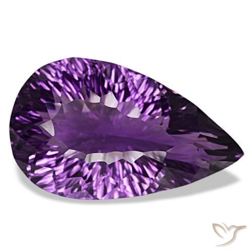 Amatista violeta oscuro natural de 82,05 ct, en forma de pera, VVS
