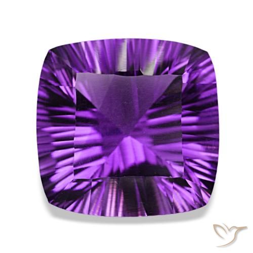 Amatista violeta intenso natural de 21,29 ct, corte cojín, VVS-VS