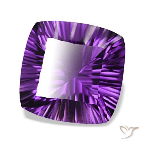 Amatista violeta intenso natural de 21,29 ct, corte cojín, VVS-VS