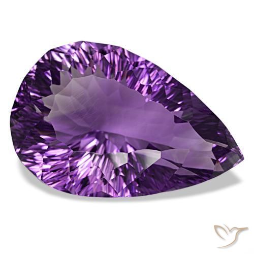 Amatista violeta púrpura intenso natural de 61,81 ct, en forma de pera, VVS