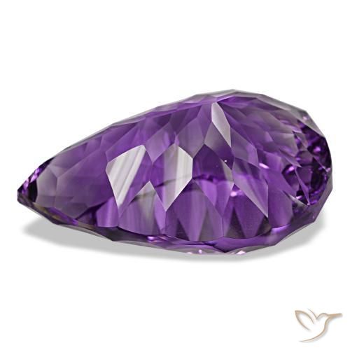 Amatista violeta púrpura intenso natural de 61,81 ct, en forma de pera, VVS