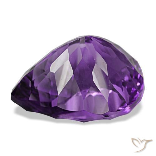 Amatista violeta vívido natural de 26,81 ct, en forma de pera, VS