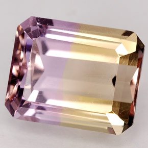 Ametrino bicolor natural de 3,34 ct, corte esmeralda, VVS-VS