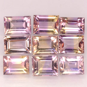 Gemas de ametrino bicolor natural de  ct, baguette, VVS-VS