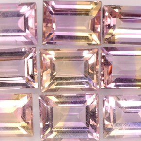 Gemas de ametrino bicolor natural de  ct, baguette, VVS-VS