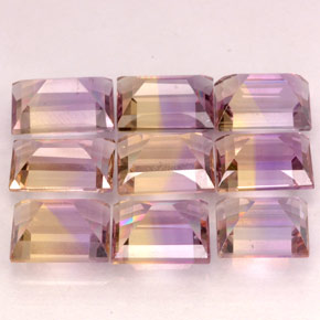 Gemas de ametrino bicolor natural de  ct, baguette, VVS-VS