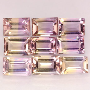 Gemas de ametrino bicolor natural de  ct, baguette, VVS-VS