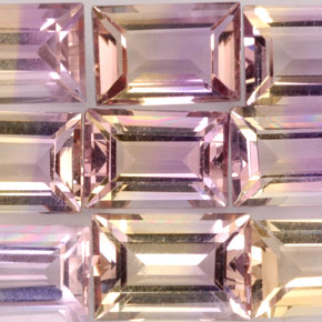 Gemas de ametrino bicolor natural de  ct, baguette, VVS-VS