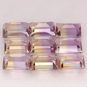 Gemas de ametrino bicolor natural de  ct, baguette, VVS-VS