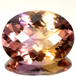 Ametrino bicolor natural de 14,66 ct, corte óvalo, VVS