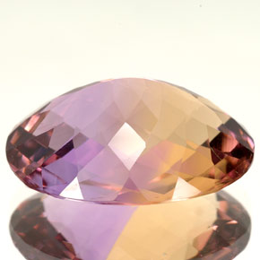 Ametrino bicolor natural de 14,66 ct, corte óvalo, VVS