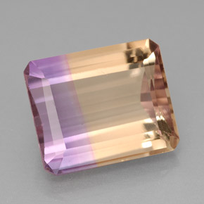 Ametrino bicolor natural de 6,34 ct, corte esmeralda, IF