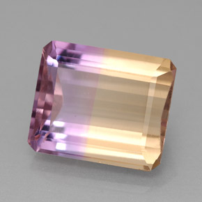 Ametrino bicolor natural de 6,34 ct, corte esmeralda, IF