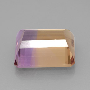 Ametrino bicolor natural de 6,34 ct, corte esmeralda, IF