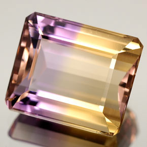Ametrino bicolor natural de 5,93 ct, corte esmeralda, IF