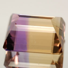 Ametrino bicolor natural de 5,93 ct, corte esmeralda, IF