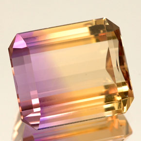 Ametrino bicolor natural de 5,88 ct, corte esmeralda, IF
