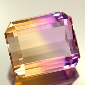 Ametrino bicolor natural de 5,57 ct, corte esmeralda, VVS-VS