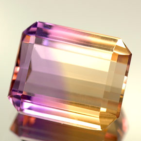 Ametrino bicolor natural de 5,57 ct, corte esmeralda, VVS-VS