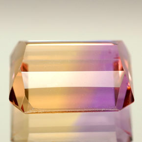 Ametrino bicolor natural de 5,57 ct, corte esmeralda, VVS-VS