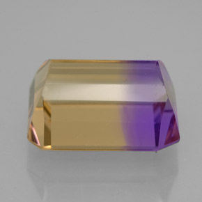 Ametrino bicolor natural de 6,70 ct, corte esmeralda, VS