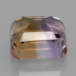Ametrino bicolor natural de 11,76 ct, corte esmeralda, VVS