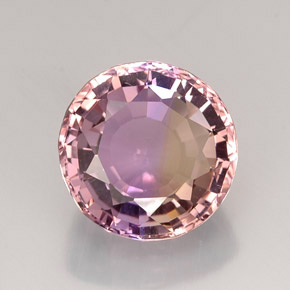 Ametrino bicolor natural de 18,16 ct, corte redondo, IF