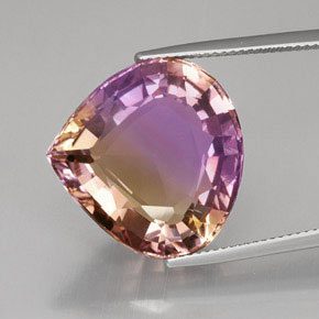 Ametrino bicolor natural de 21,75 ct, en forma de pera, VVS