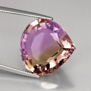 Ametrino bicolor natural de 21,75 ct, en forma de pera, VVS