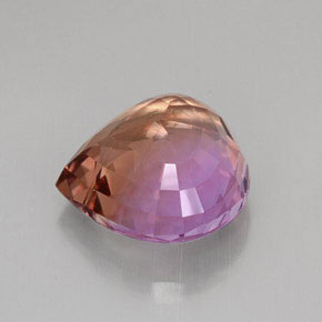 Ametrino bicolor natural de 21,75 ct, en forma de pera, VVS