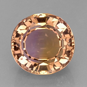 Ametrino bicolor natural de 15,84 ct, corte óvalo, IF