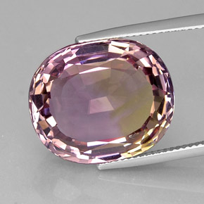 Ametrino bicolor natural de 21,12 ct, corte óvalo, VVS