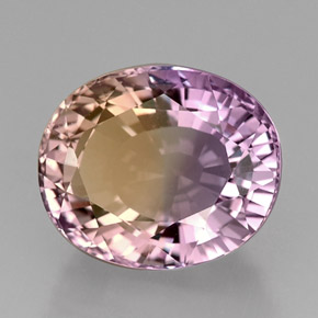 Ametrino bicolor natural de 22,52 ct, corte óvalo, IF