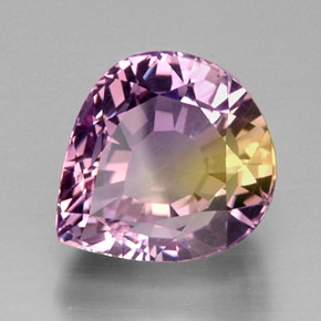 Ametrino bicolor natural de 15,44 ct, en forma de pera, IF