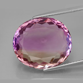 Ametrino bicolor natural de 16,04 ct, corte óvalo, IF