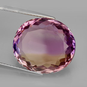 Ametrino bicolor natural de 16,04 ct, corte óvalo, IF