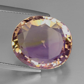 Ametrino bicolor natural de 15,67 ct, corte óvalo, IF