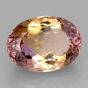 Ametrino bicolor natural de 21,11 ct, corte óvalo, IF