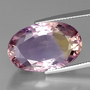 Ametrino bicolor natural de 19,14 ct, corte óvalo, VVS