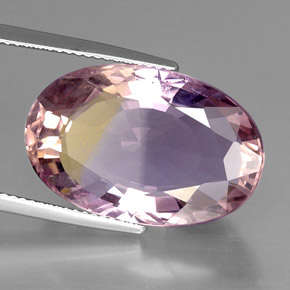 Ametrino bicolor natural de 19,14 ct, corte óvalo, VVS