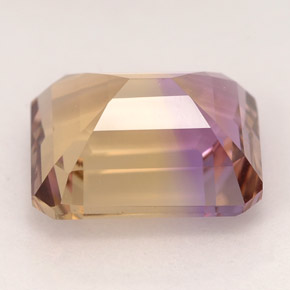 Ametrino bicolor natural de 5,29 ct, corte esmeralda, VVS