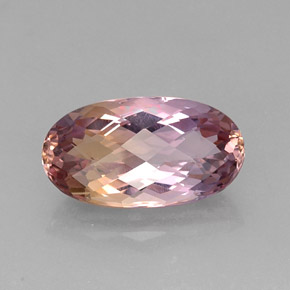 Ametrino bicolor natural de 12,86 ct, corte óvalo, IF