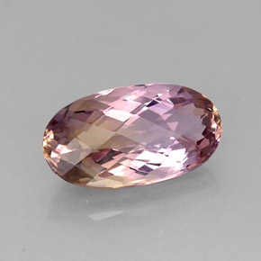 Ametrino bicolor natural de 12,86 ct, corte óvalo, IF