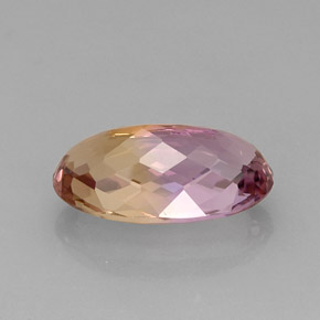 Ametrino bicolor natural de 12,86 ct, corte óvalo, IF