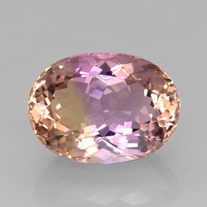 Ametrino bicolor natural de 16,60 ct, corte óvalo, IF