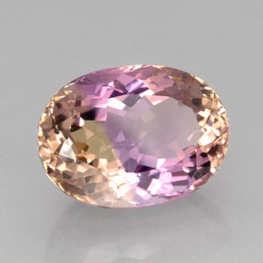 Ametrino bicolor natural de 16,60 ct, corte óvalo, IF
