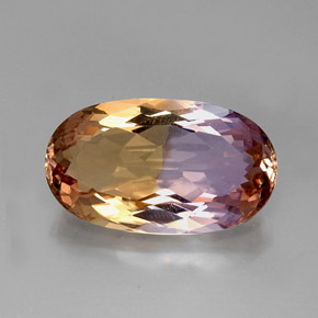Ametrino bicolor natural de 20,51 ct, corte óvalo, IF
