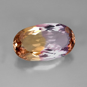 Ametrino bicolor natural de 20,51 ct, corte óvalo, IF