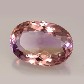 Ametrino bicolor natural de 12,47 ct, corte óvalo, VVS-VS